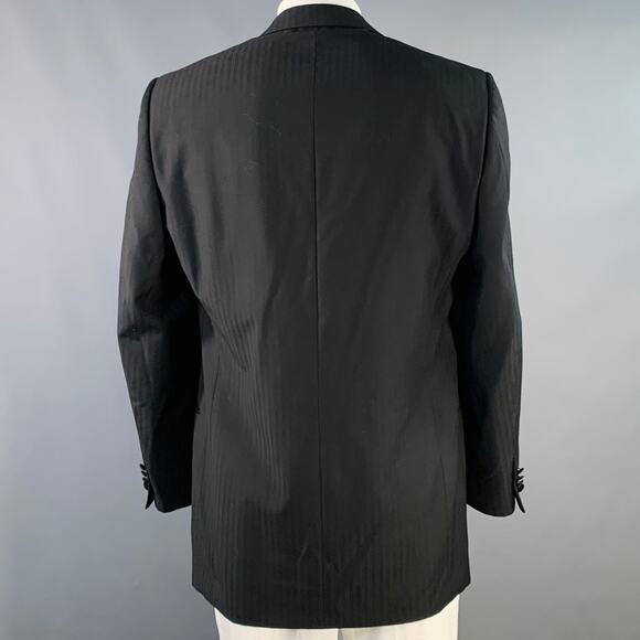 ERMENEGILDO ZEGNA Size 44 Long Black Pinstripe Wool Tuxedo - Picture 4 of 8